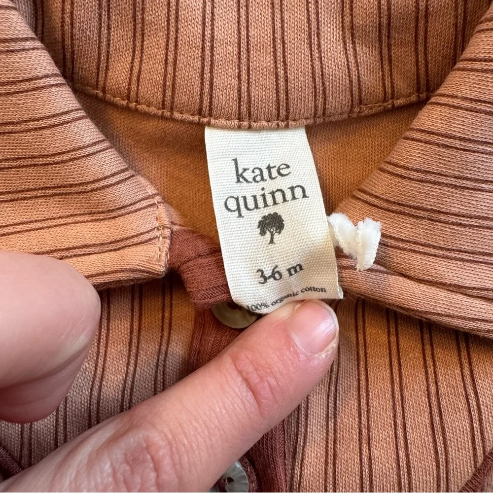 Kate Quinn Organic Cotton Ribbed Sleeveless Polo Bodysuit‎ Mauve Stripe 3-6M NWT